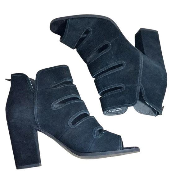 Seychelles‎ Lagoon Black Suede Cutout Ankle Boots Block Heels - Picture 11 of 16